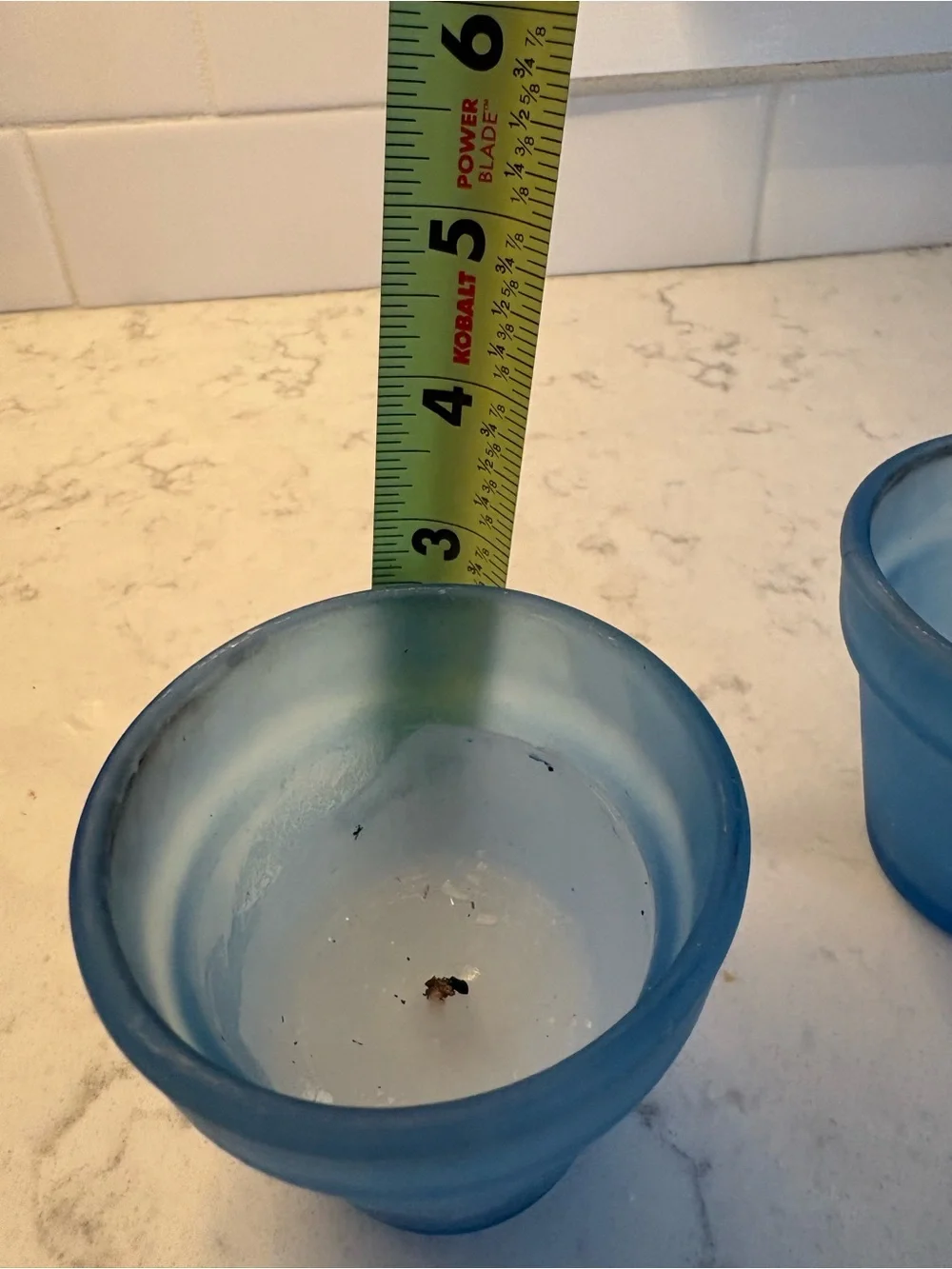 2 pottery barn, 2 unbranded Blue Glass Votive Candle Holders - Set of 4